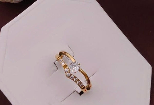 Zirconia Double Layer Ring kohi shop
