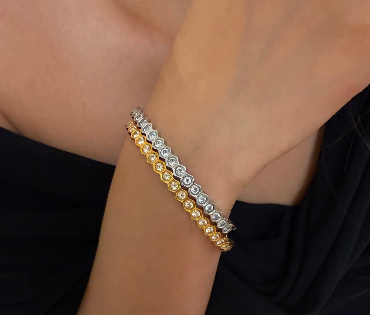 Pulseiras Crystal Zirconia Bracelet Bangles kohi shop
