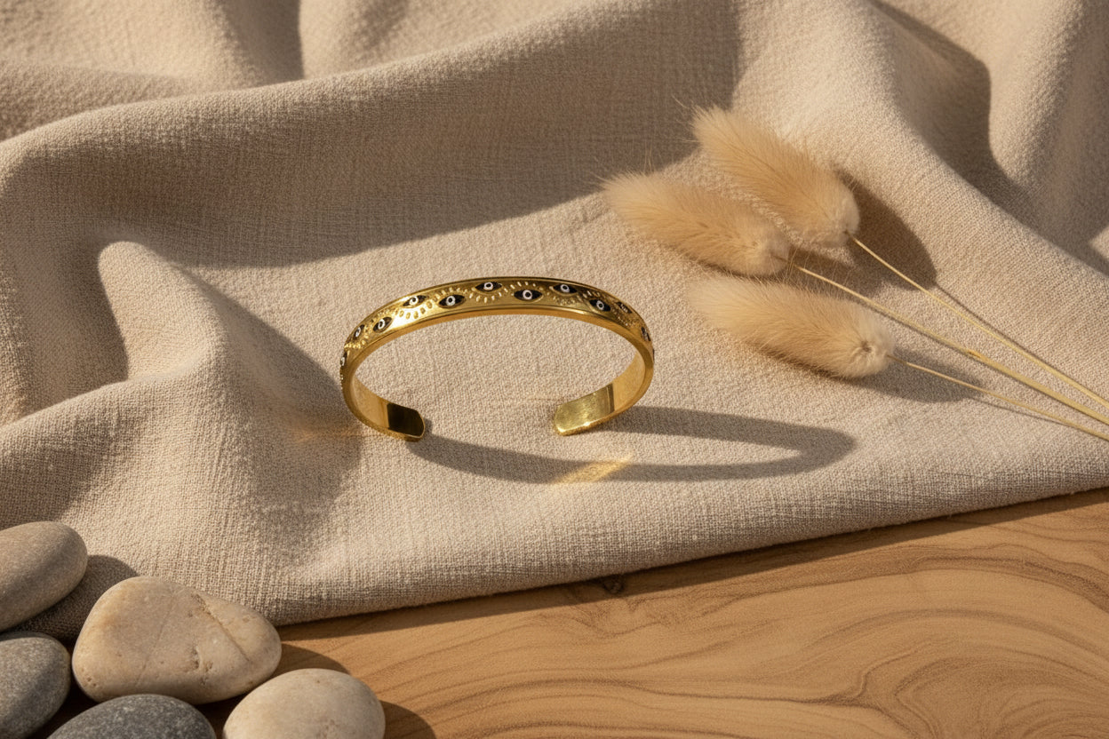 Evil eye cuff bracelet