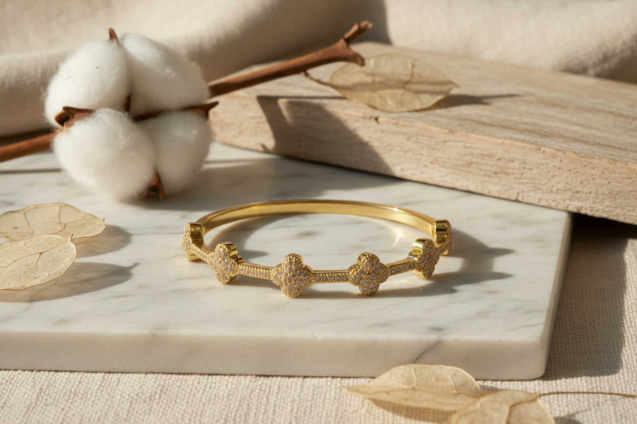 American Diamond Clover Bracelet-⭐ 1-Year Warranty