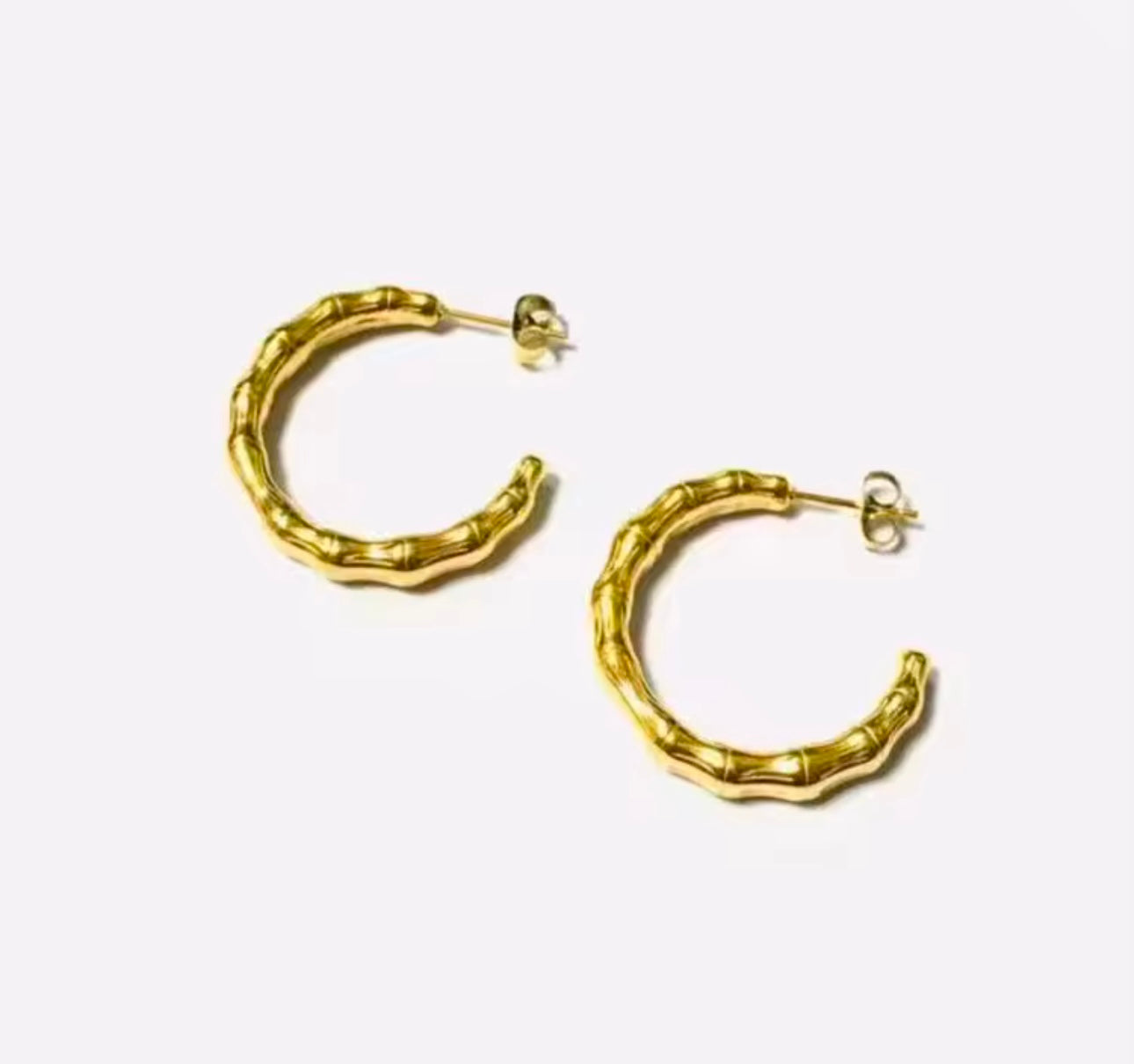 Bamboo Inspired Gold Plated Hoop kohi