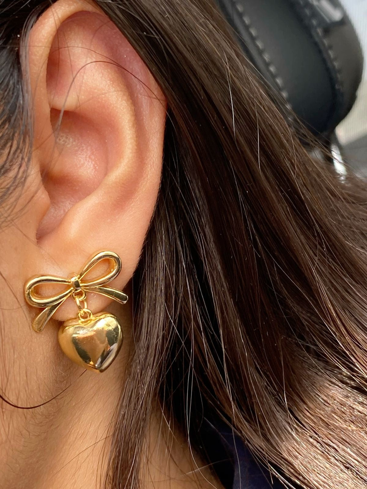 OMG HEART & BOW EARRING kohi