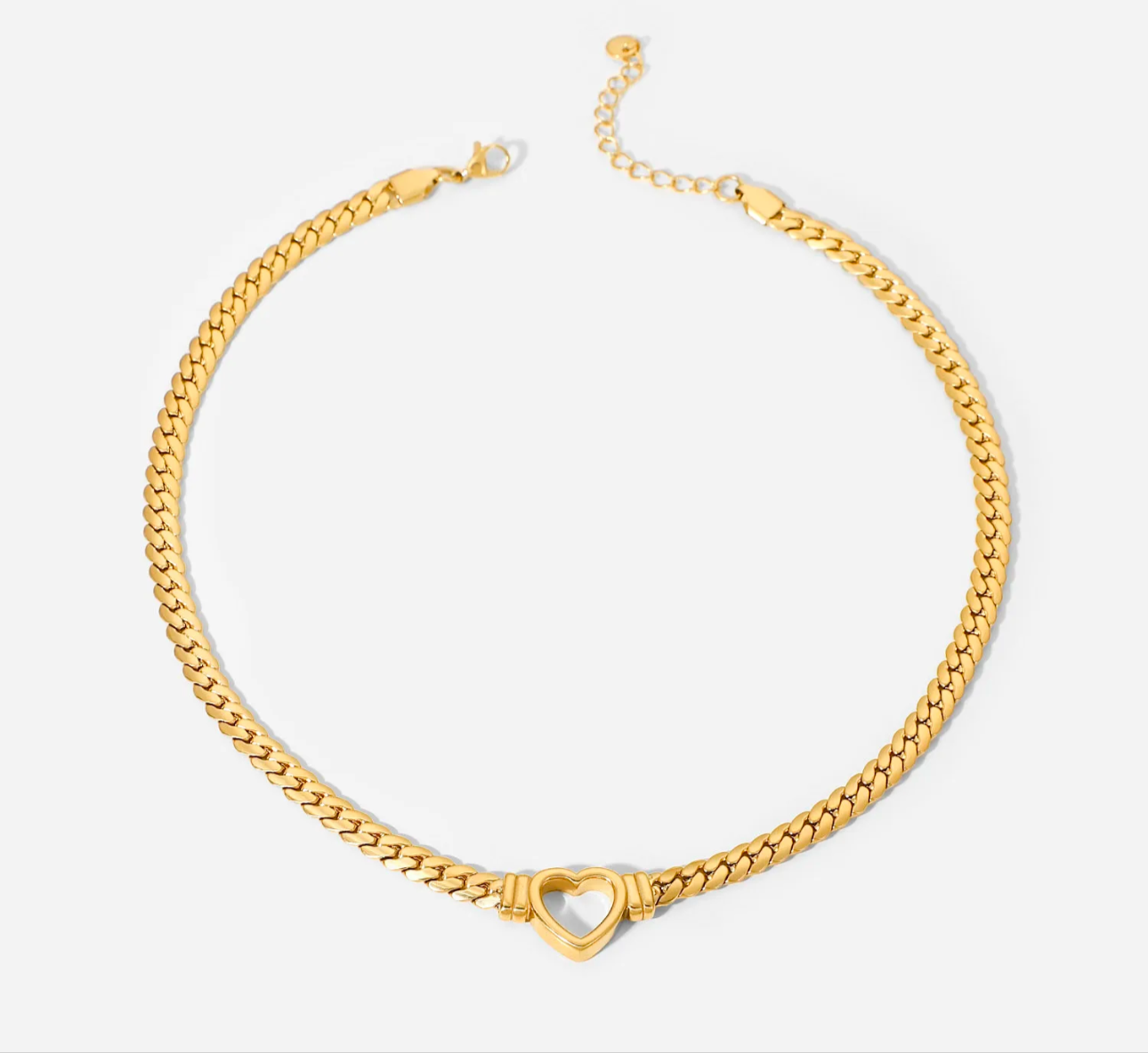 Cuban Chain Hollow Heart Necklace kohi