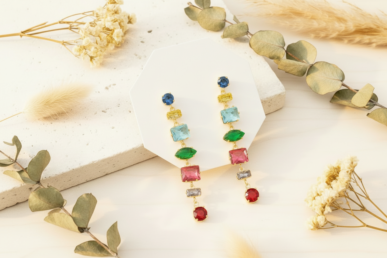 Rose Multi Crystal Earring