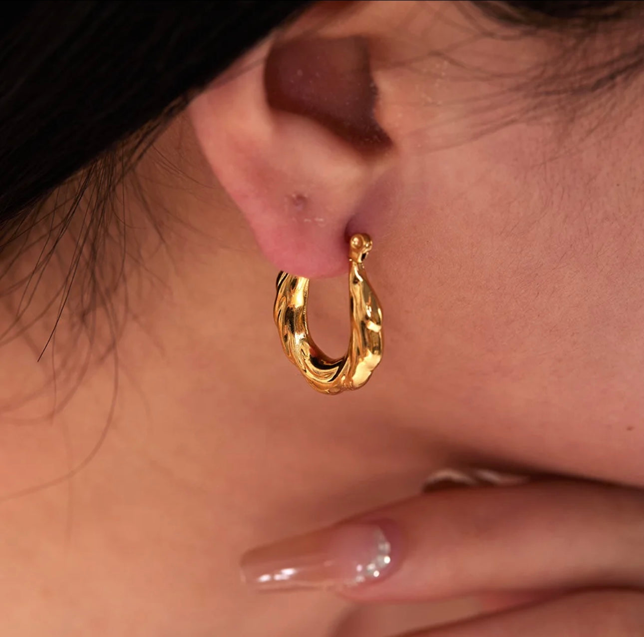 Wave Gold Plated Hoops kohi