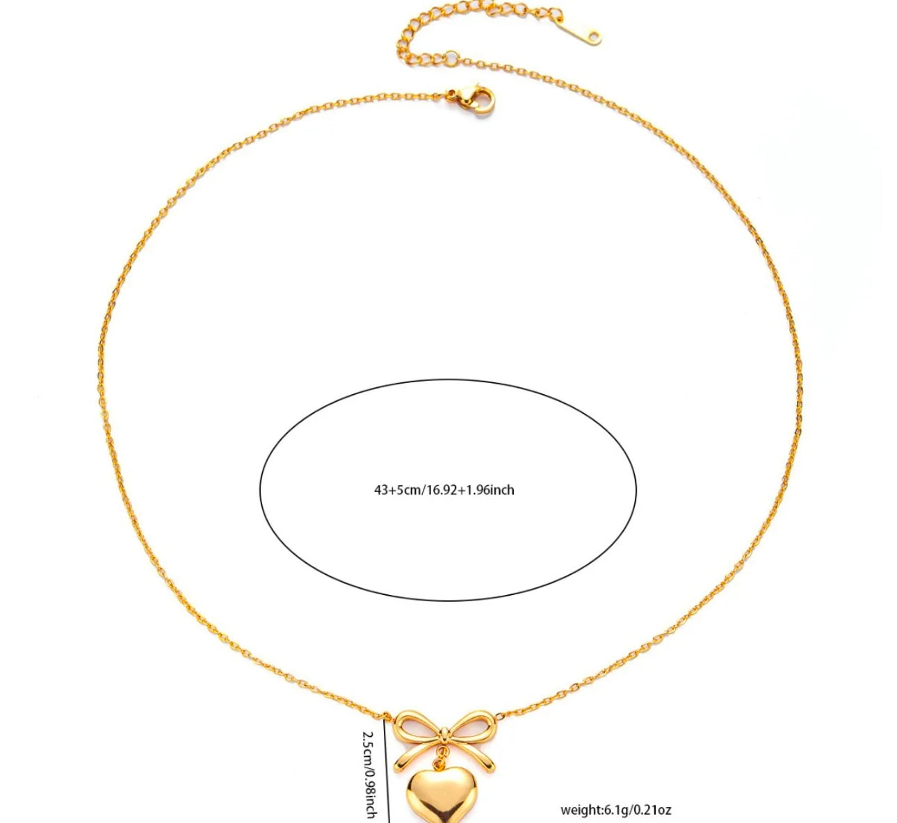 Trendy Heart Bow Necklace kohi shop
