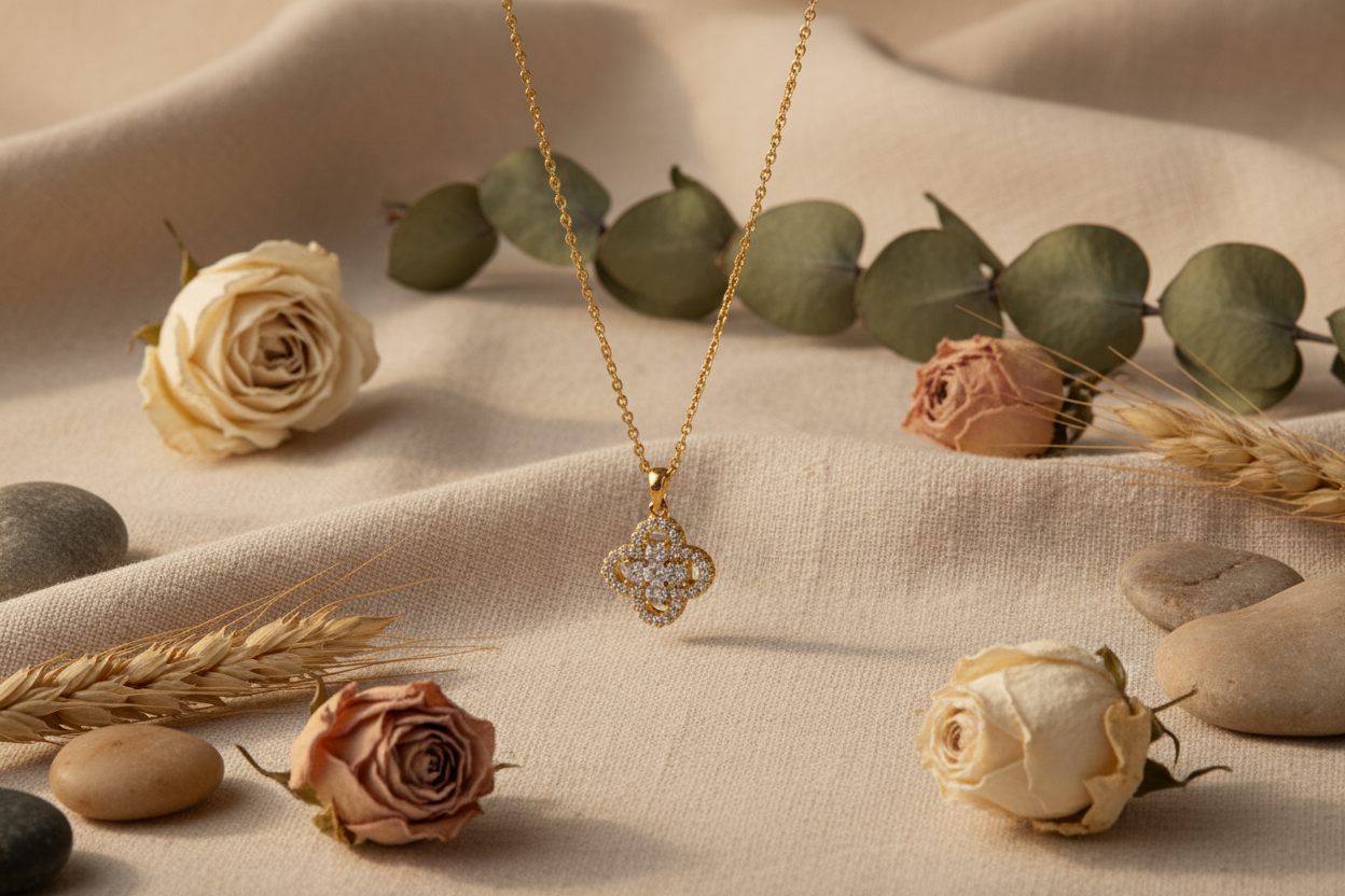 Zirconia Diamond Clover Necklace