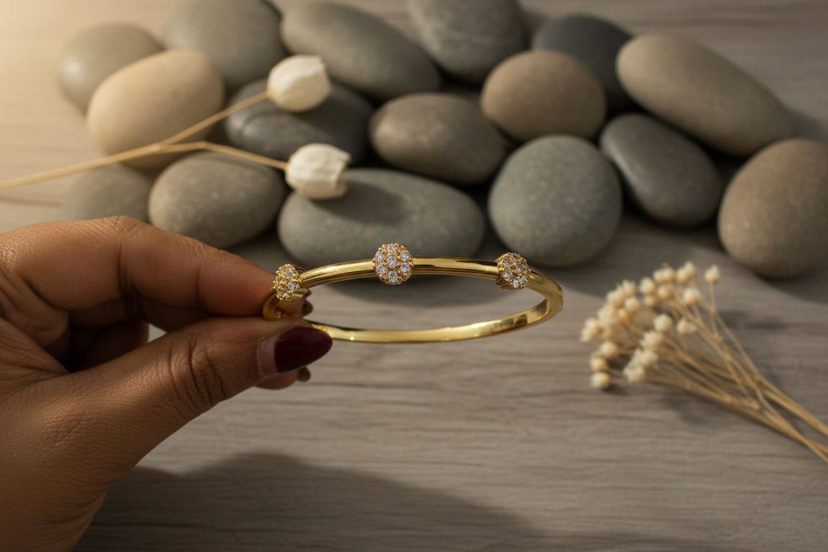 American Diamond Flower bangle-⭐ 1-Year Warranty