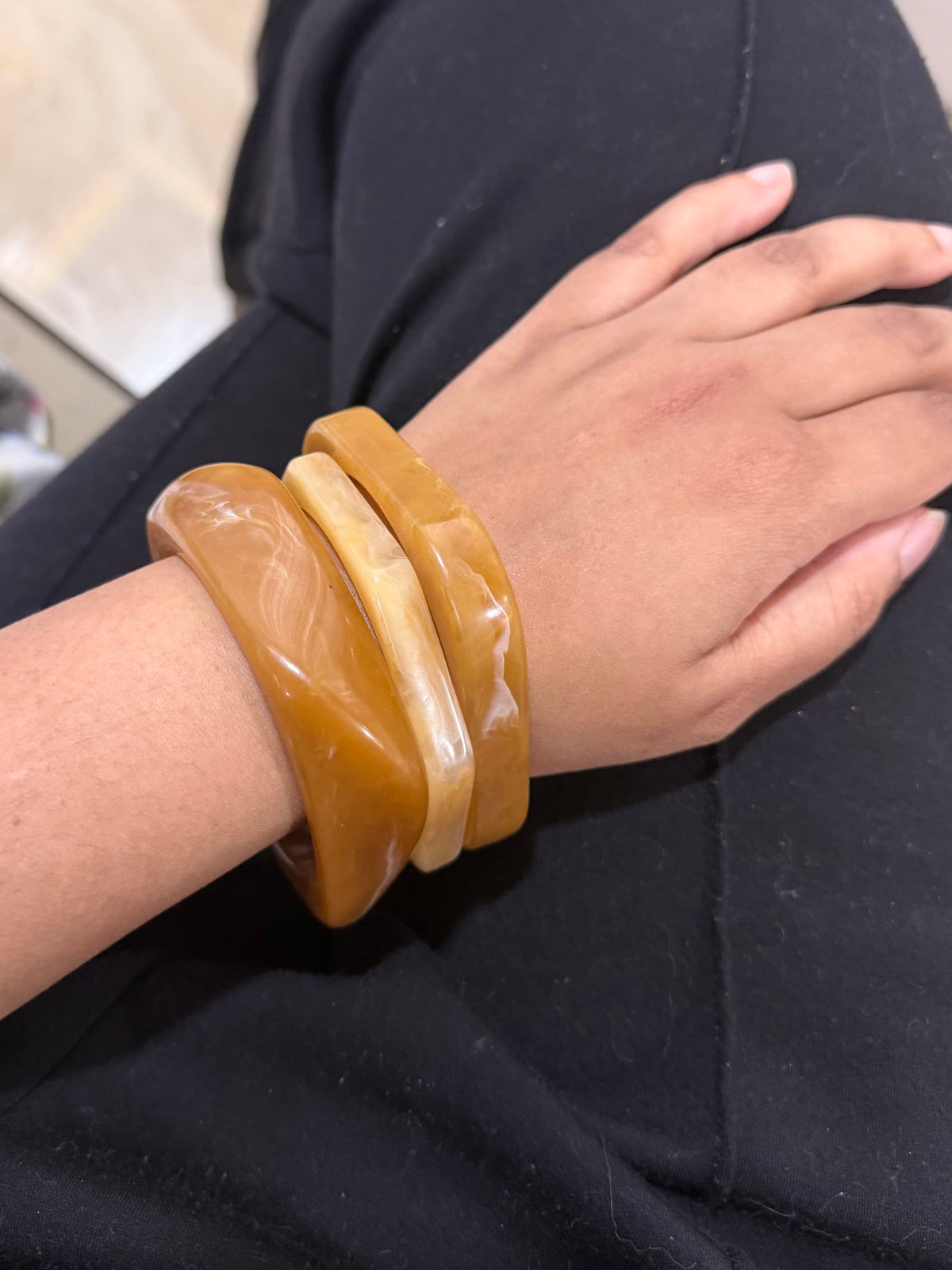 Beige tones Resin Bangle ( set of 3 )