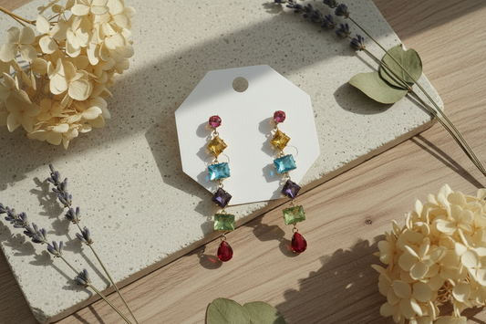 Multi geometry Crystal Earring