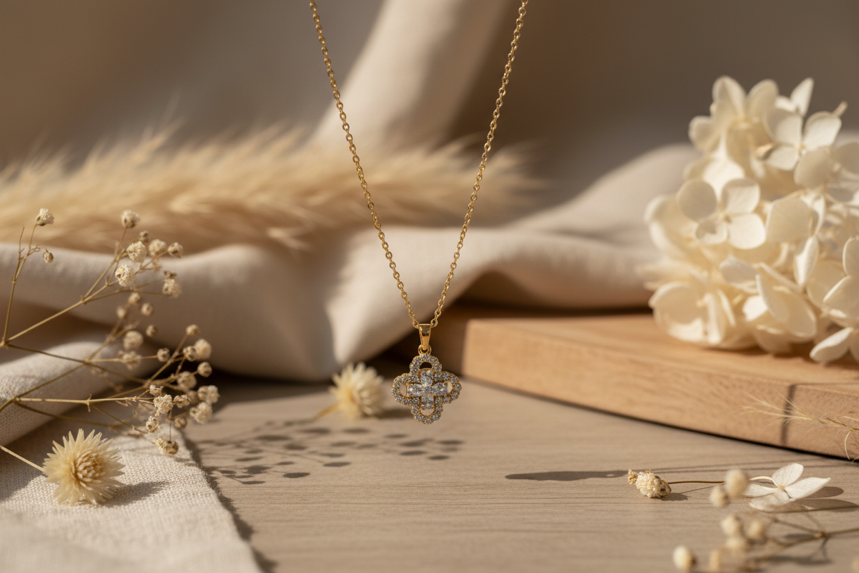 Zirconia Diamond Clover Necklace