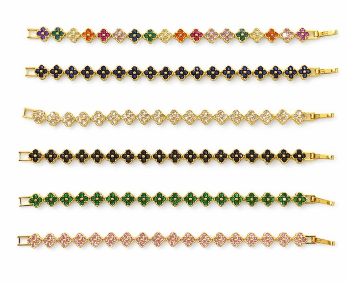 Clover American Diamond Tennis Bracelet-⭐ 1-Year Warranty