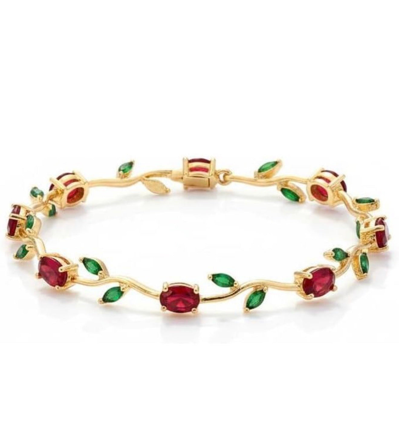 Emerald-Ruby Tulip Bracelet