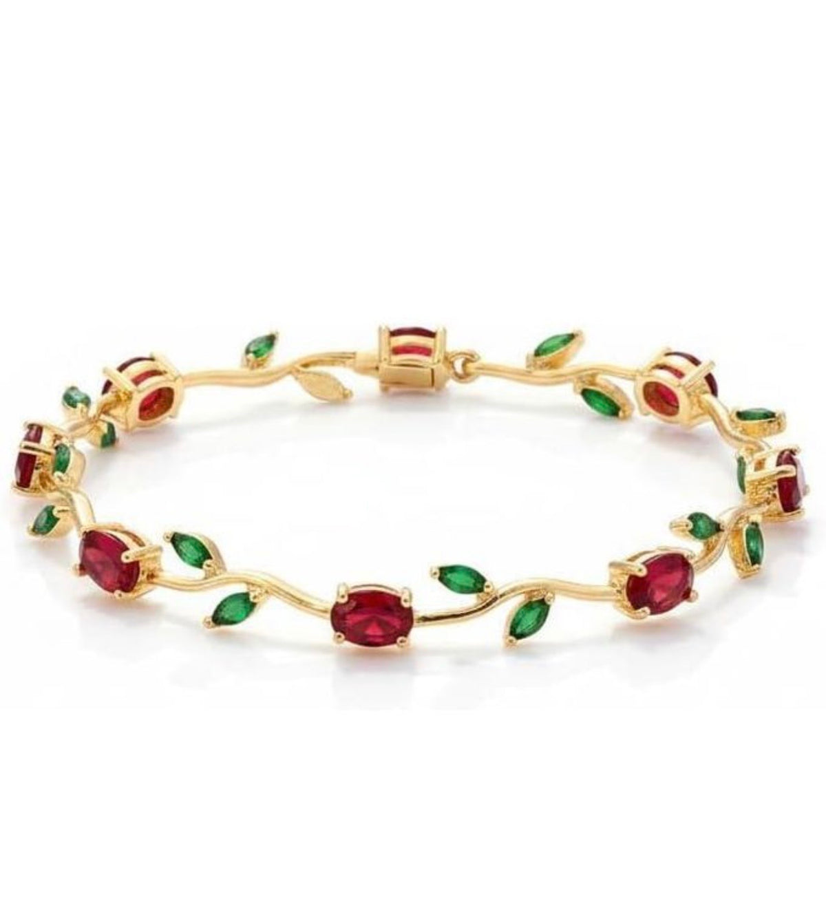 Emerald-Ruby Tulip Bracelet