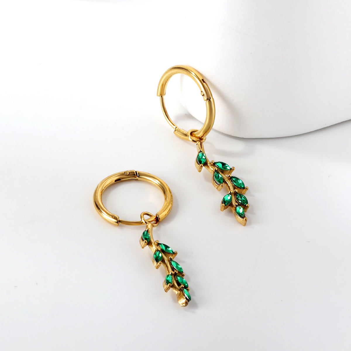 Emerald Leaf Earring
