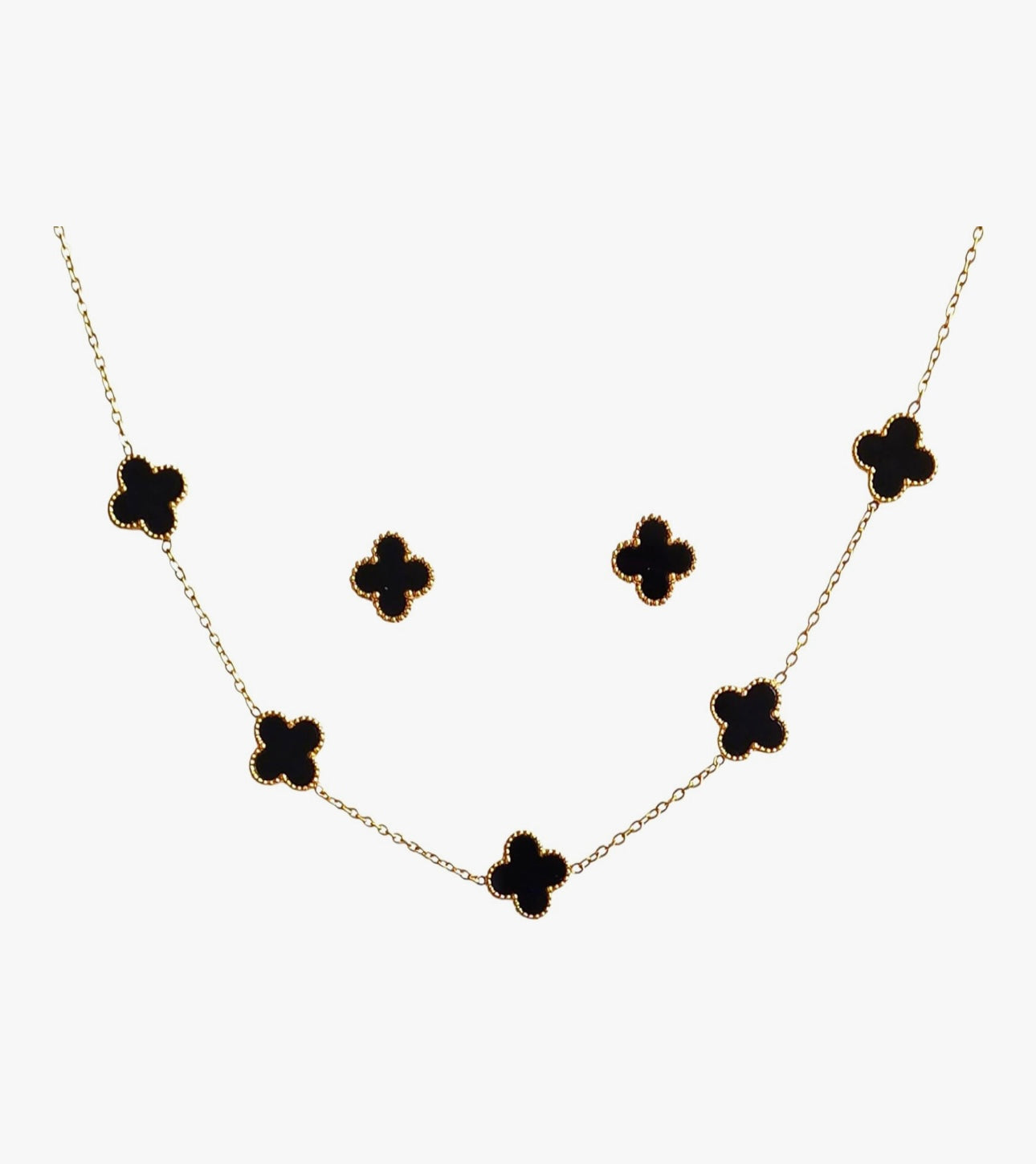 Black Clover Set- Necklace and Earring Combo kohi shop
