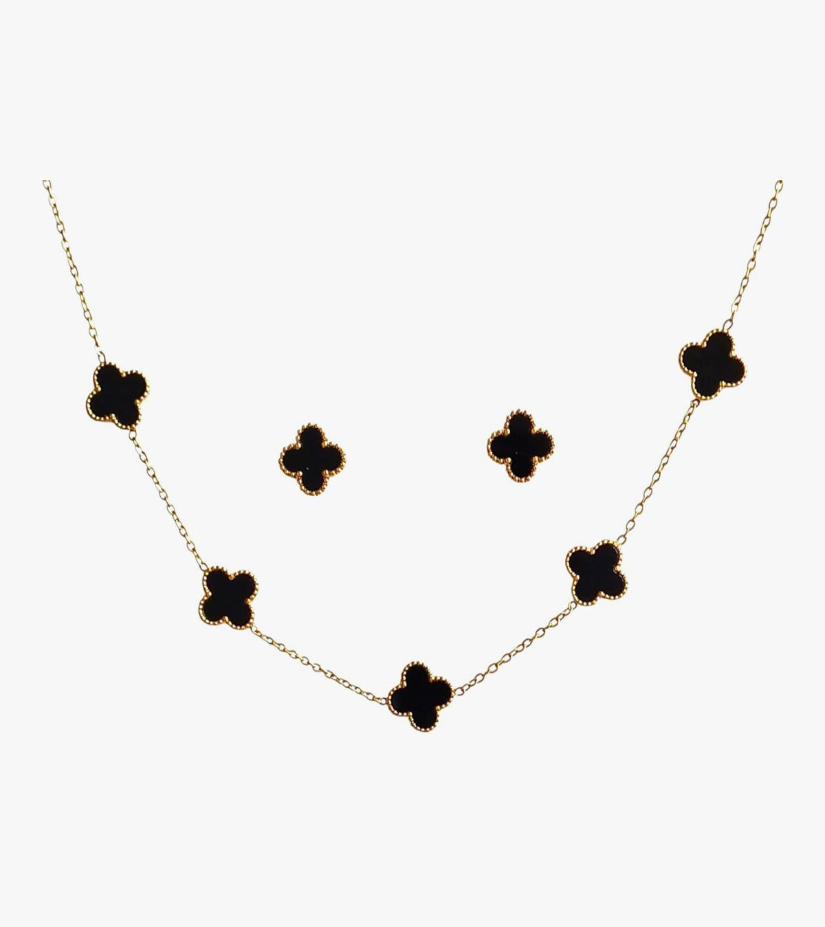 Black Clover Set- Necklace and Earring Combo kohi shop