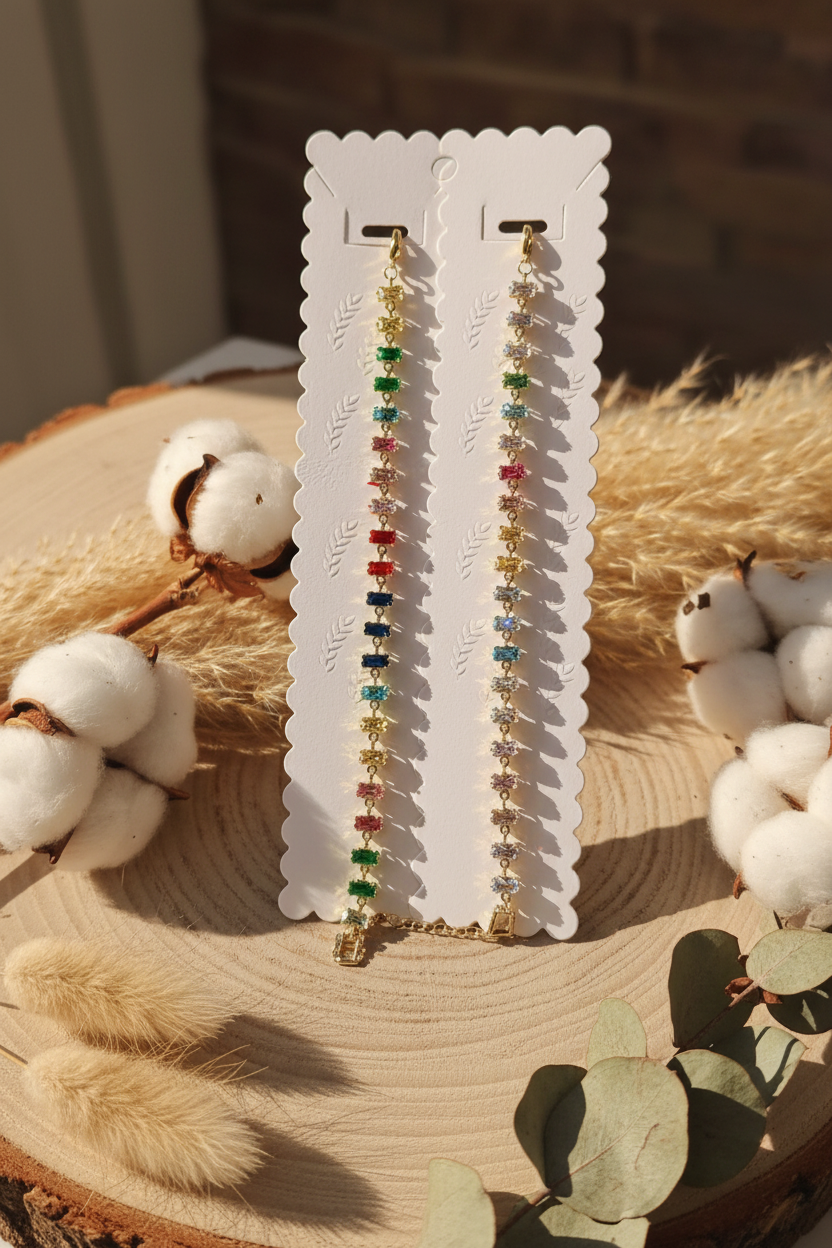 Zirconia Multi Crystal Square Tennis Bracelet
