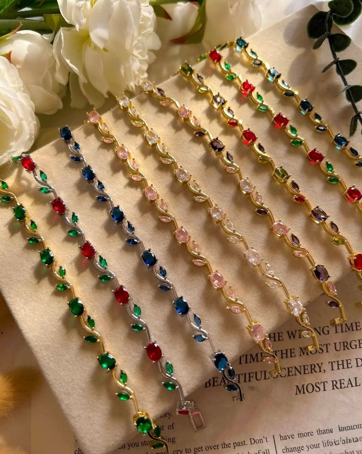 Multi Crystal Tulip Bracelet