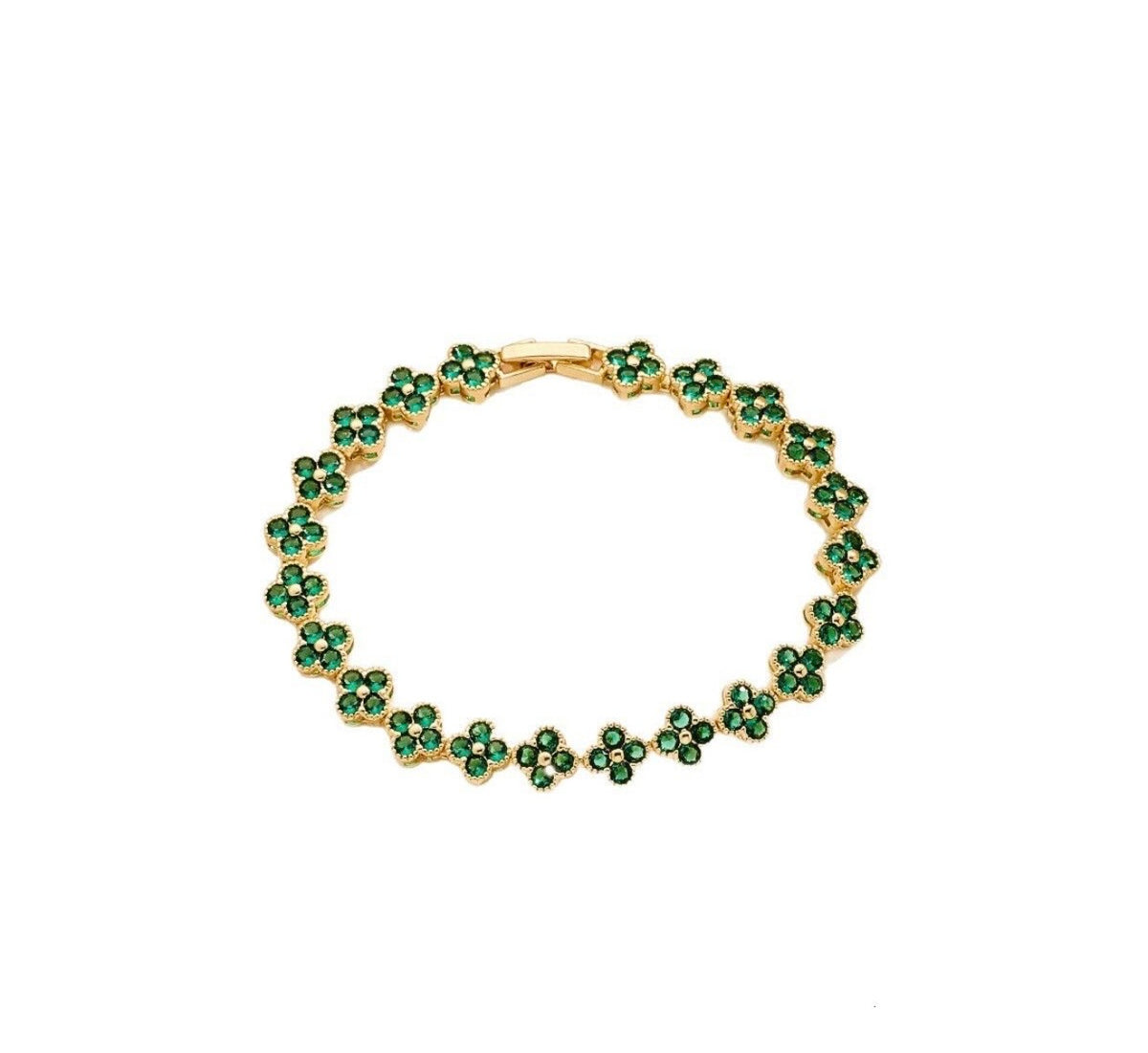 Clover American Diamond Tennis Bracelet-⭐ 1-Year Warranty