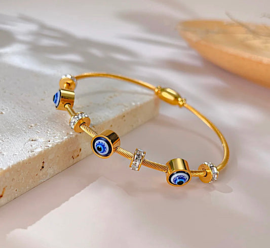 Blue Evil Eye Hyperbole Zirconia Diamond Style Bracelet kohi shop
