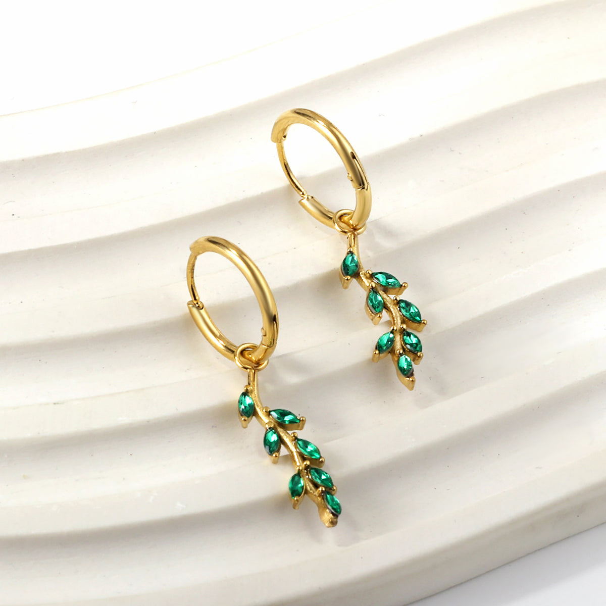 Emerald Leaf Earring