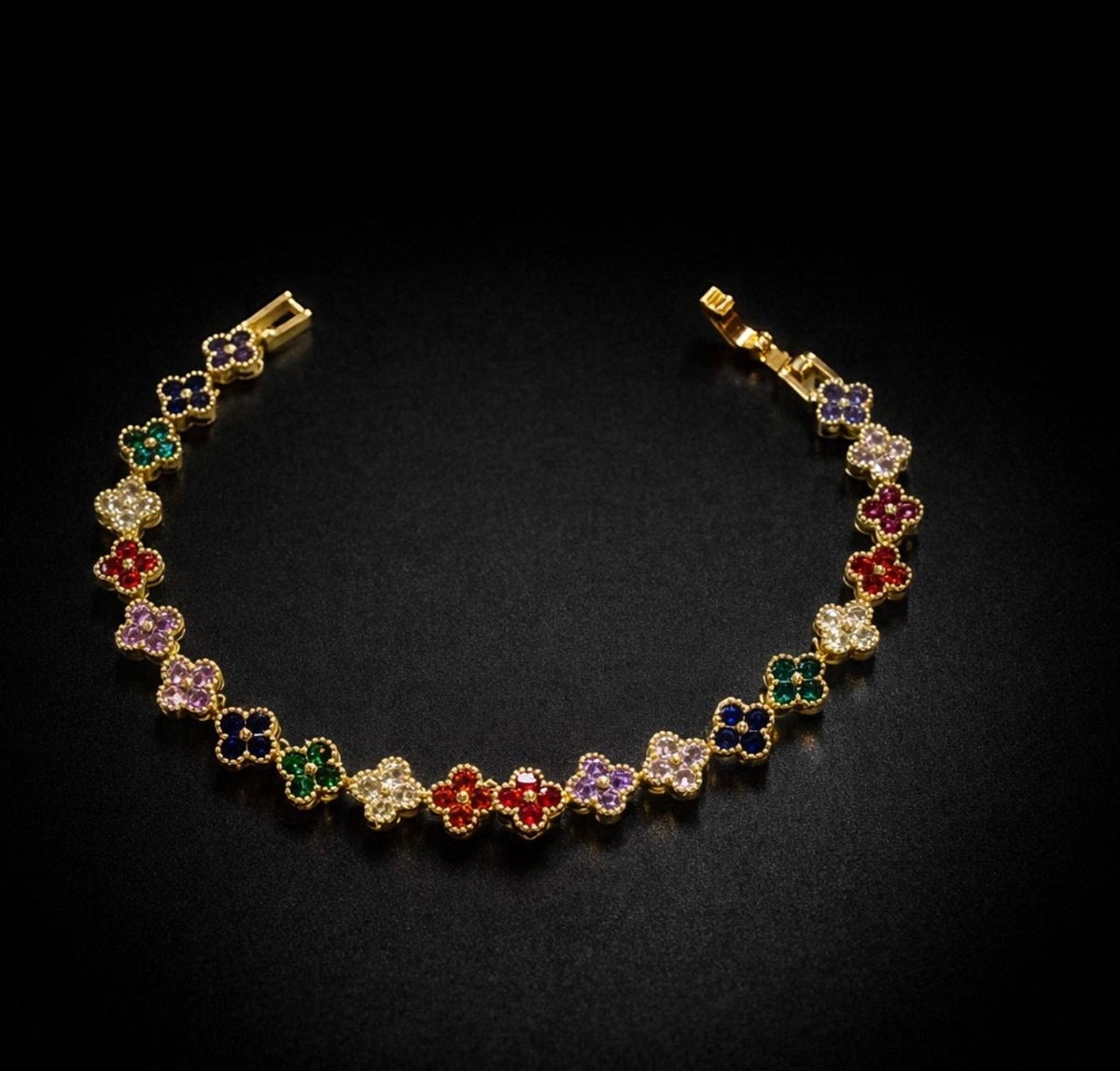 Clover American Diamond Tennis Bracelet-⭐ 1-Year Warranty