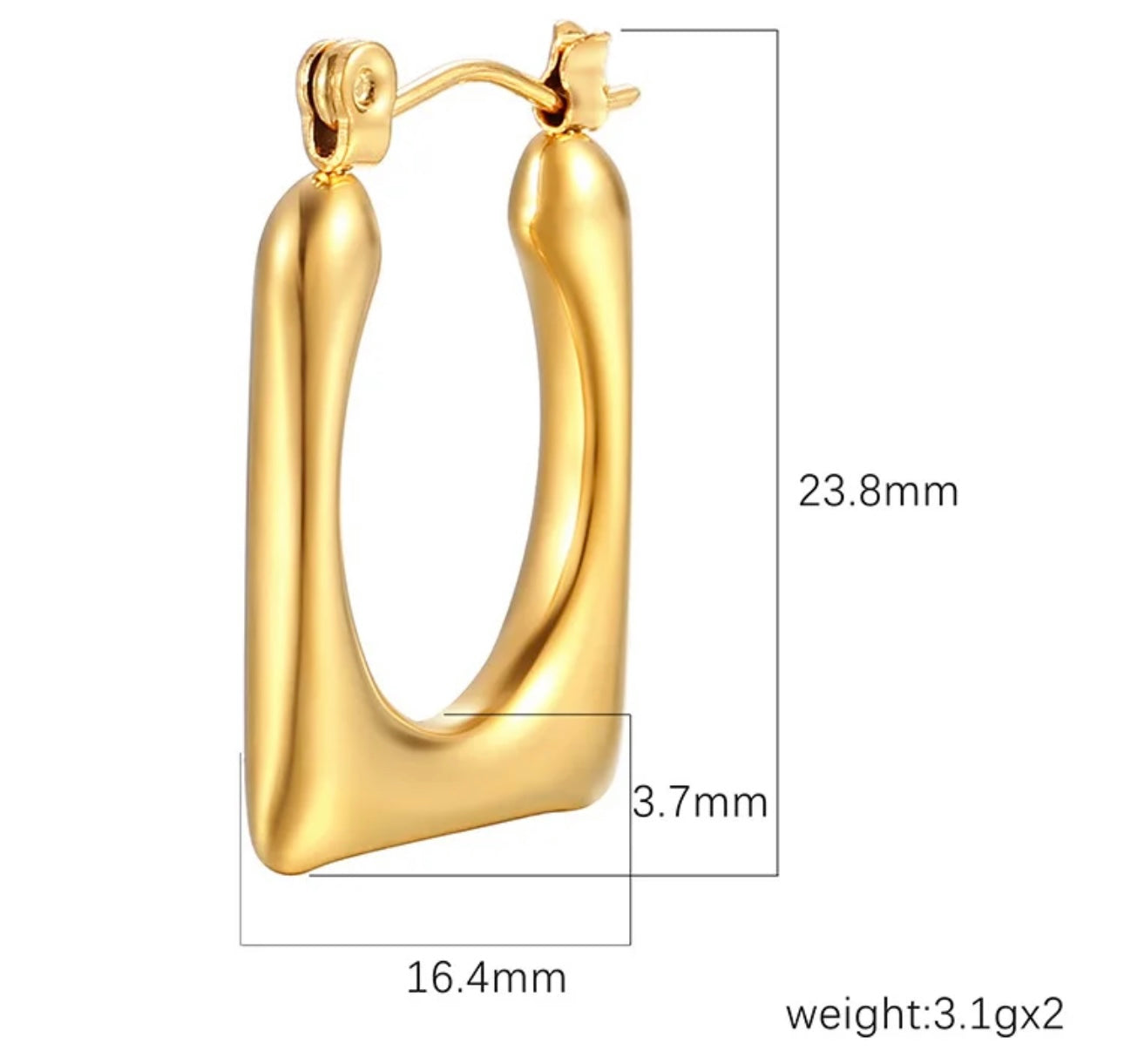 Gold Plated Square Hoops kohi