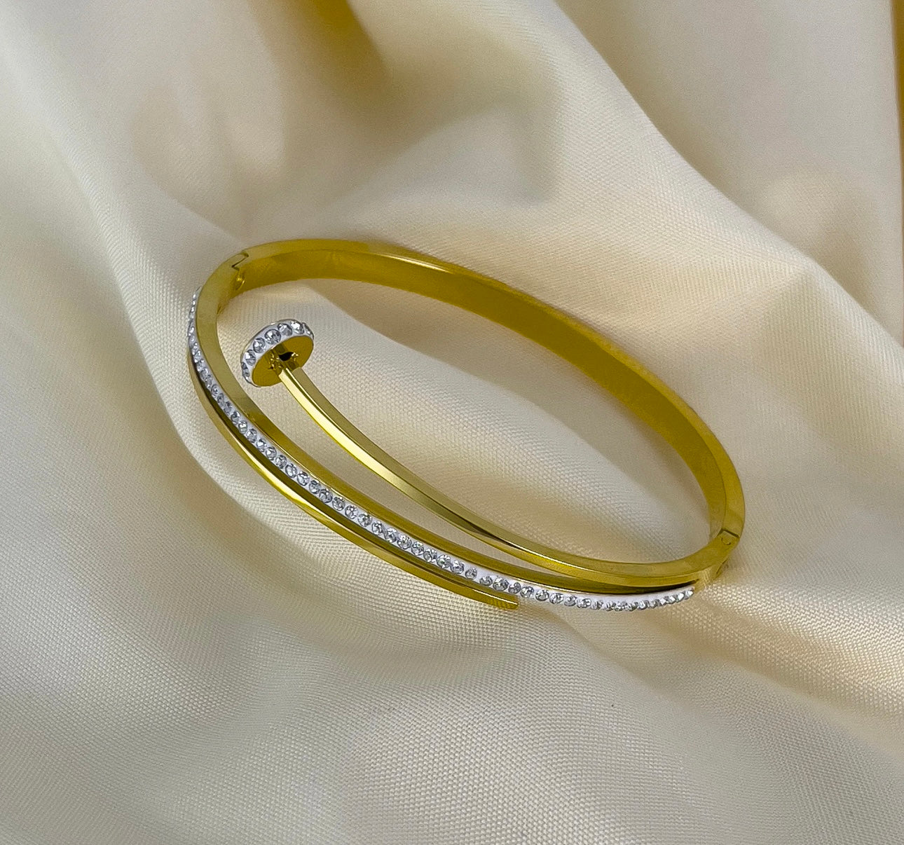 18k Gold Plated Zirconia Diamond Nail Bangle kohi