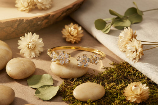 American Diamond Flower Cuff Bracelet