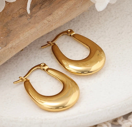 U-shaped Chunky Gold Plated Hoops kohi