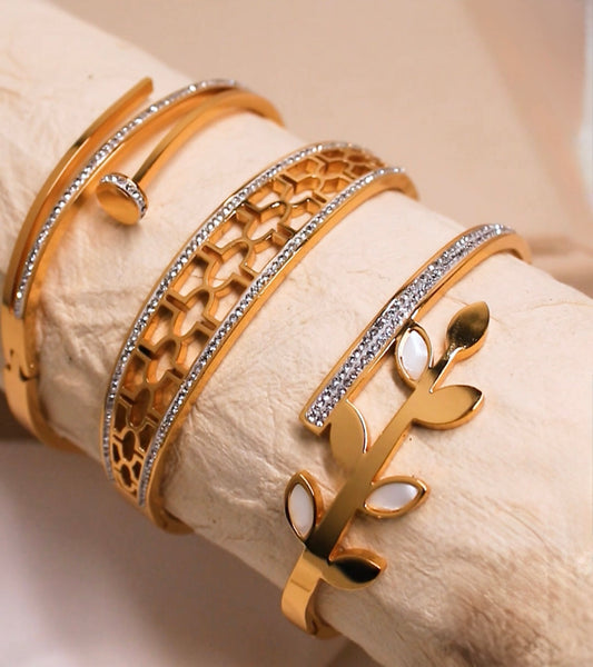Statement Leaf Patten Bracelet kohi shop