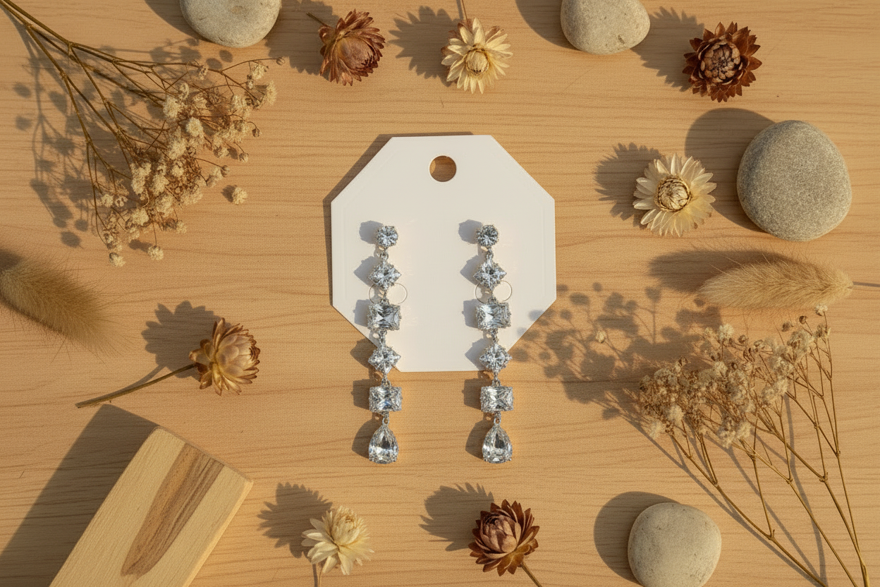 White Gold Crystal Earring