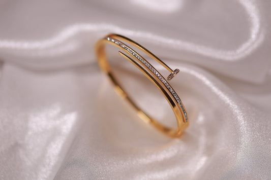 18k Gold Plated Zirconia Diamond Nail Bangle kohi