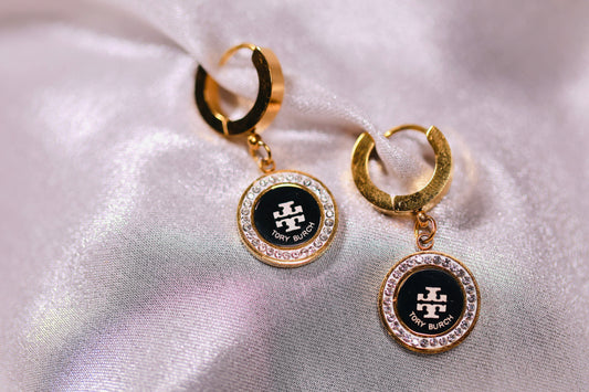 Zirconia Diamond Infused Black Drop Earring kohi