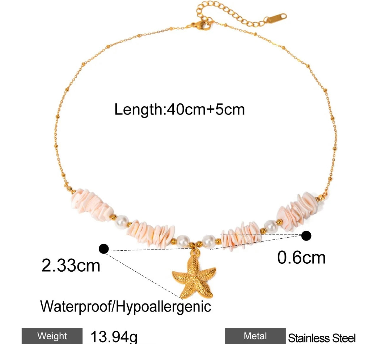 Summer Starfish Pendent Beach Necklace kohi shop