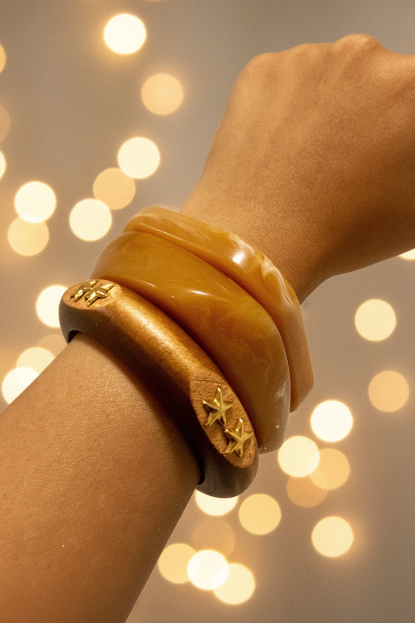 Wood Resin mix Bangle ( set of 3 )