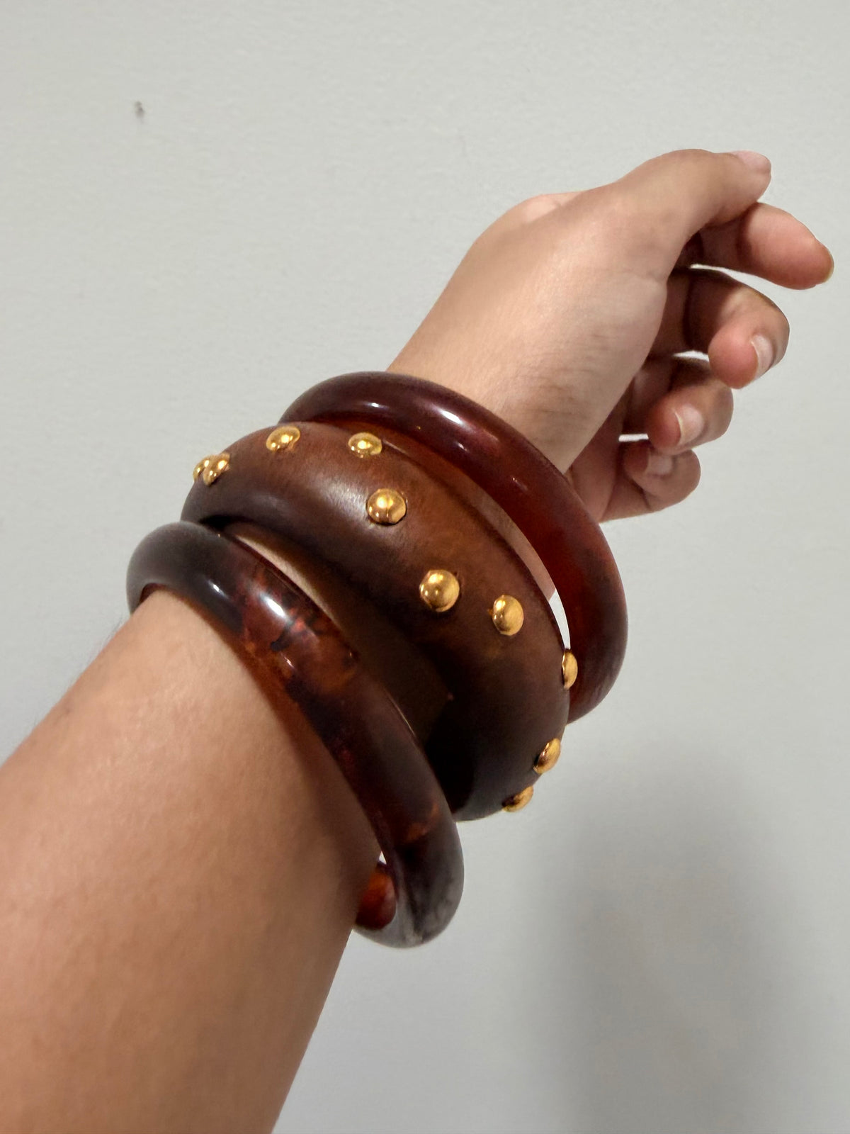 Dark Resin wood bangle ( set of 3 )