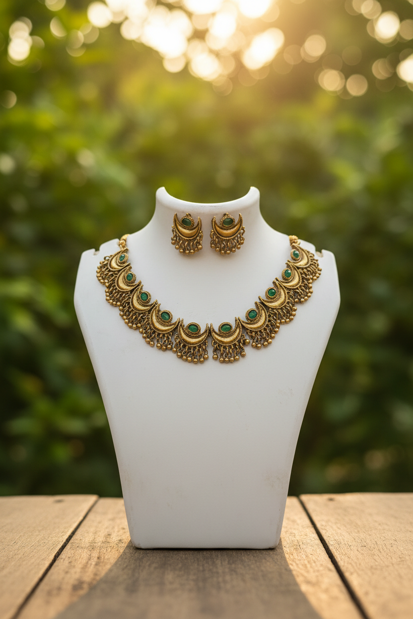 Emerald Chaand Necklace