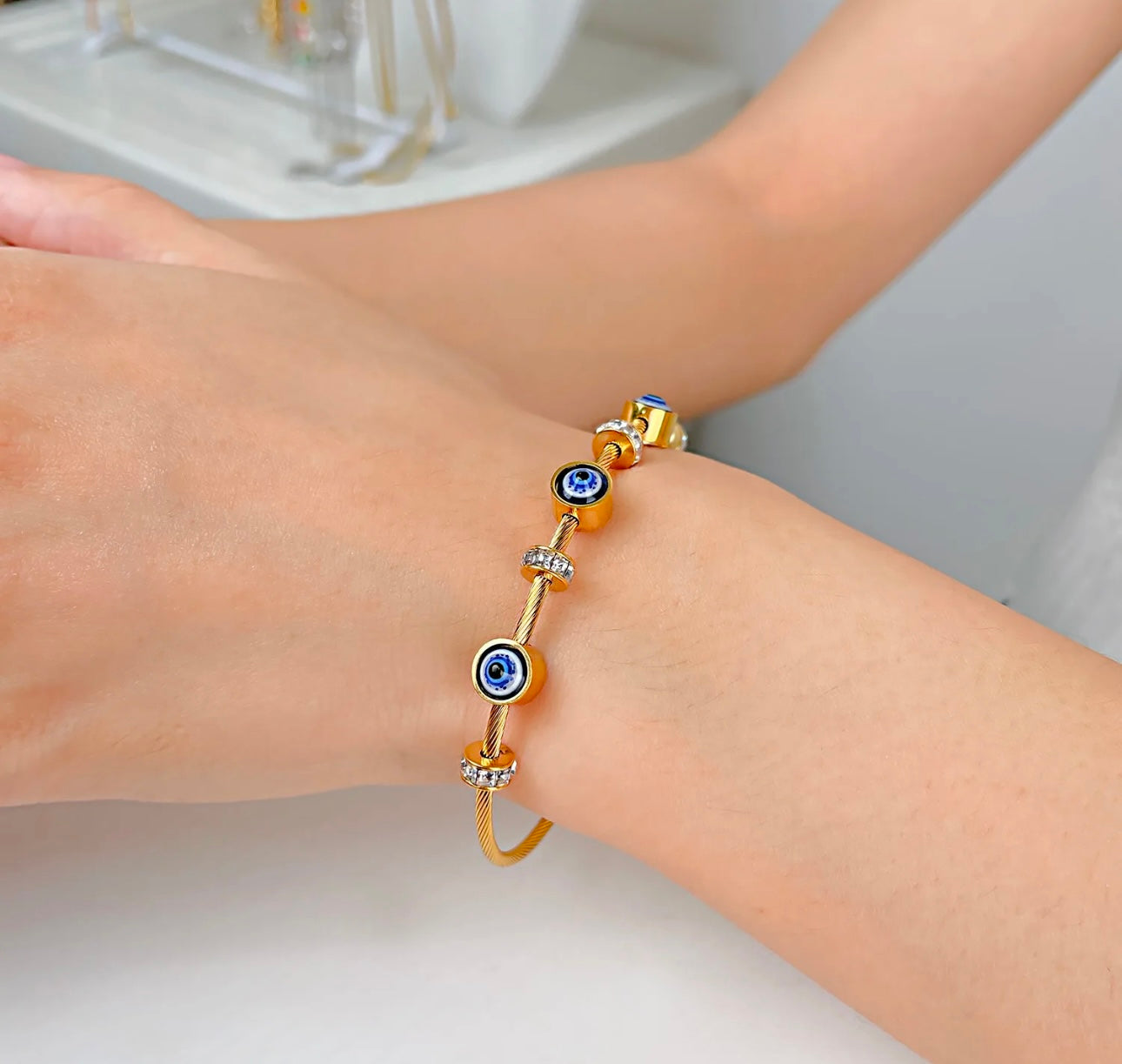 Blue Evil Eye Hyperbole Zirconia Diamond Style Bracelet kohi shop