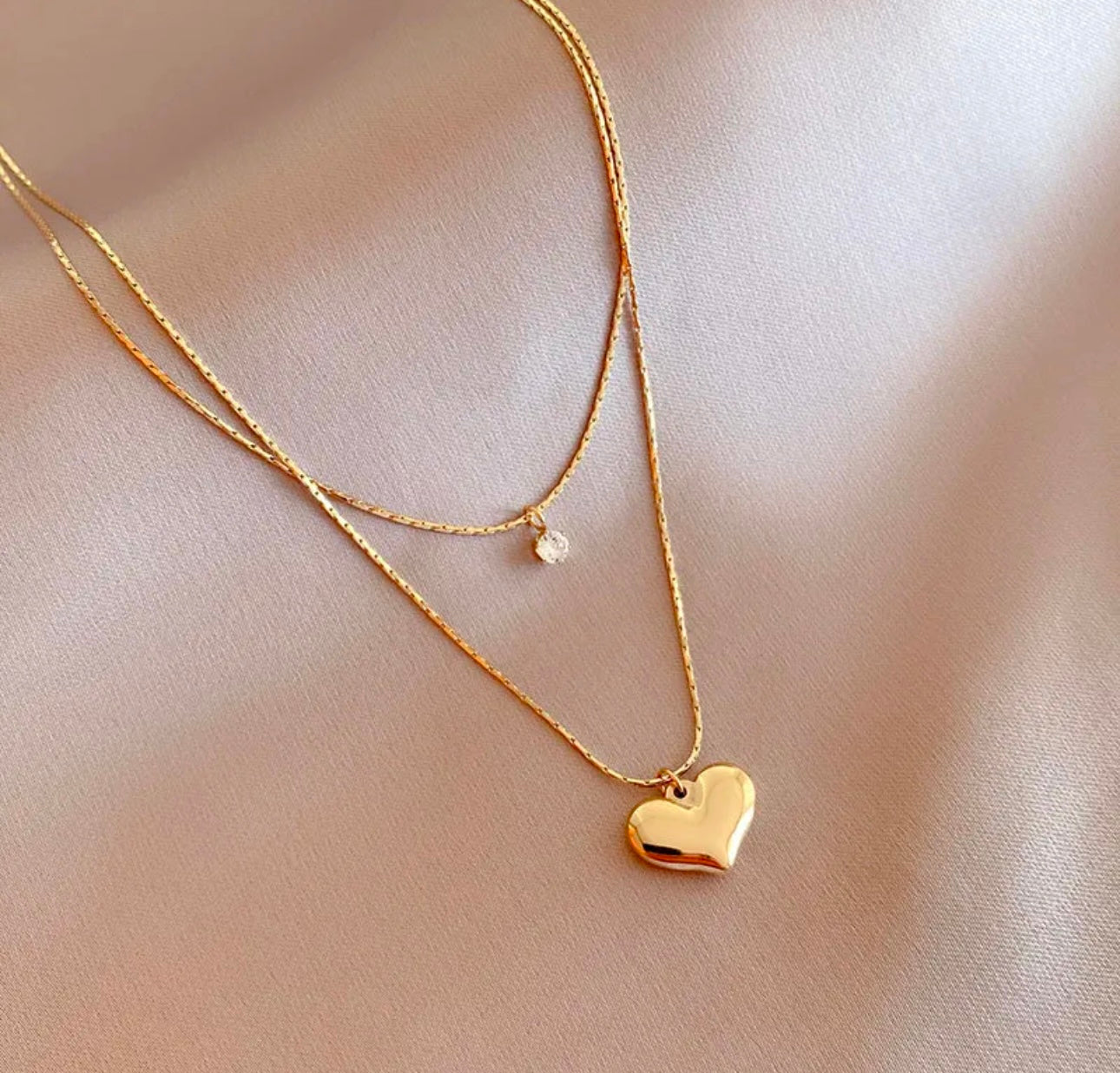 Falling in Love Zirconia Diamond Double Necklace kohi shop