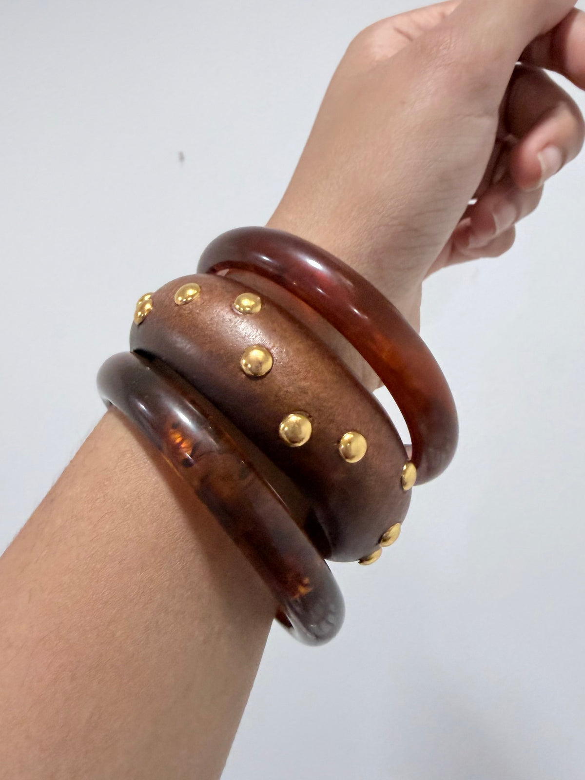 Dark Resin wood bangle ( set of 3 )