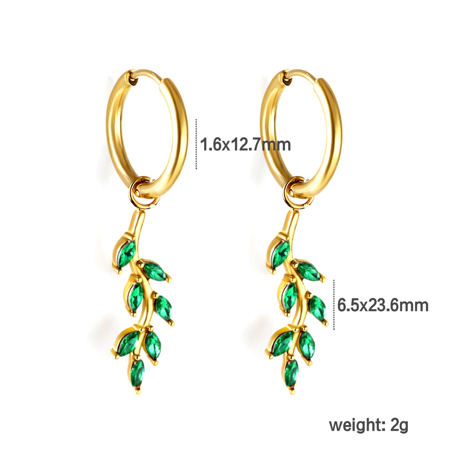 Emerald Leaf Earring