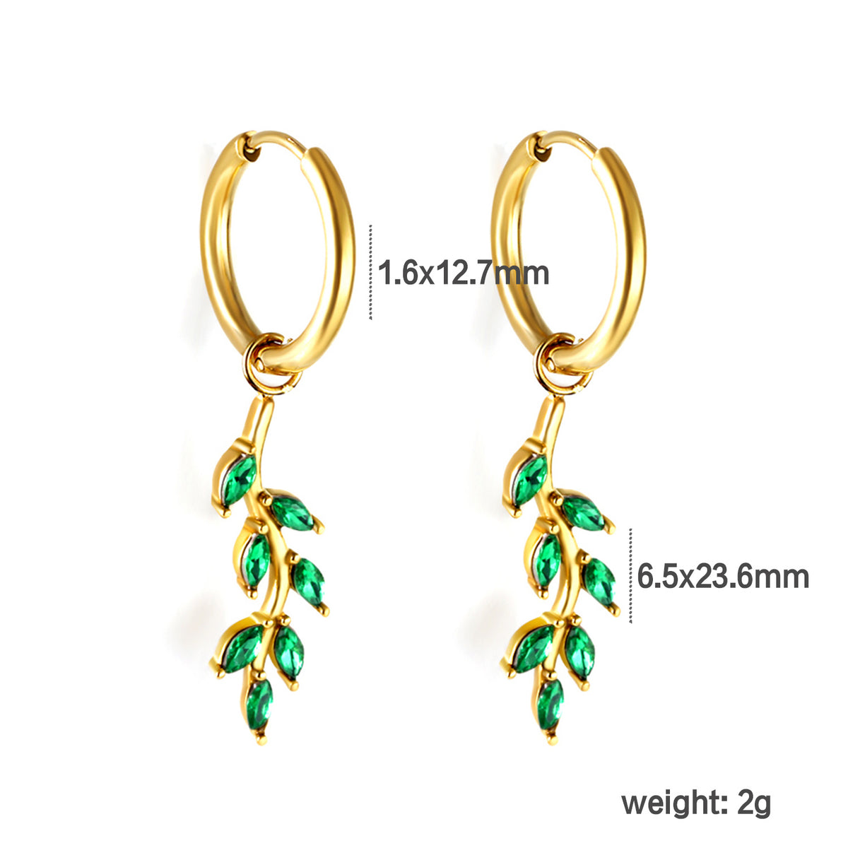 Emerald Leaf Earring