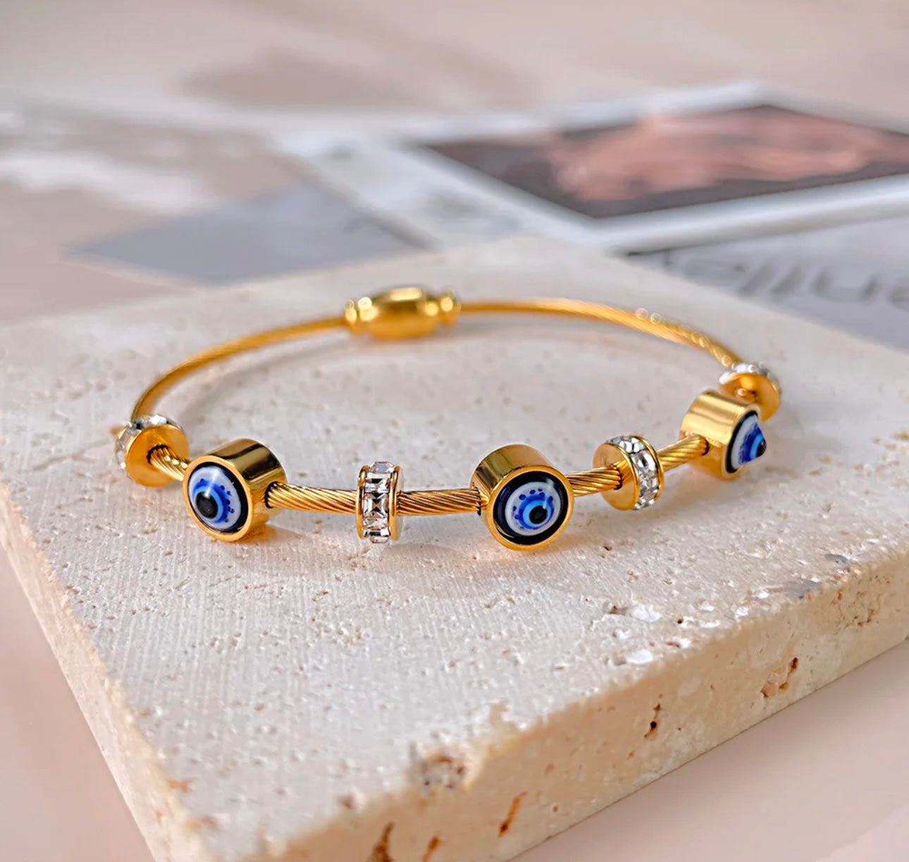 Blue Evil Eye Hyperbole Zirconia Diamond Style Bracelet kohi shop