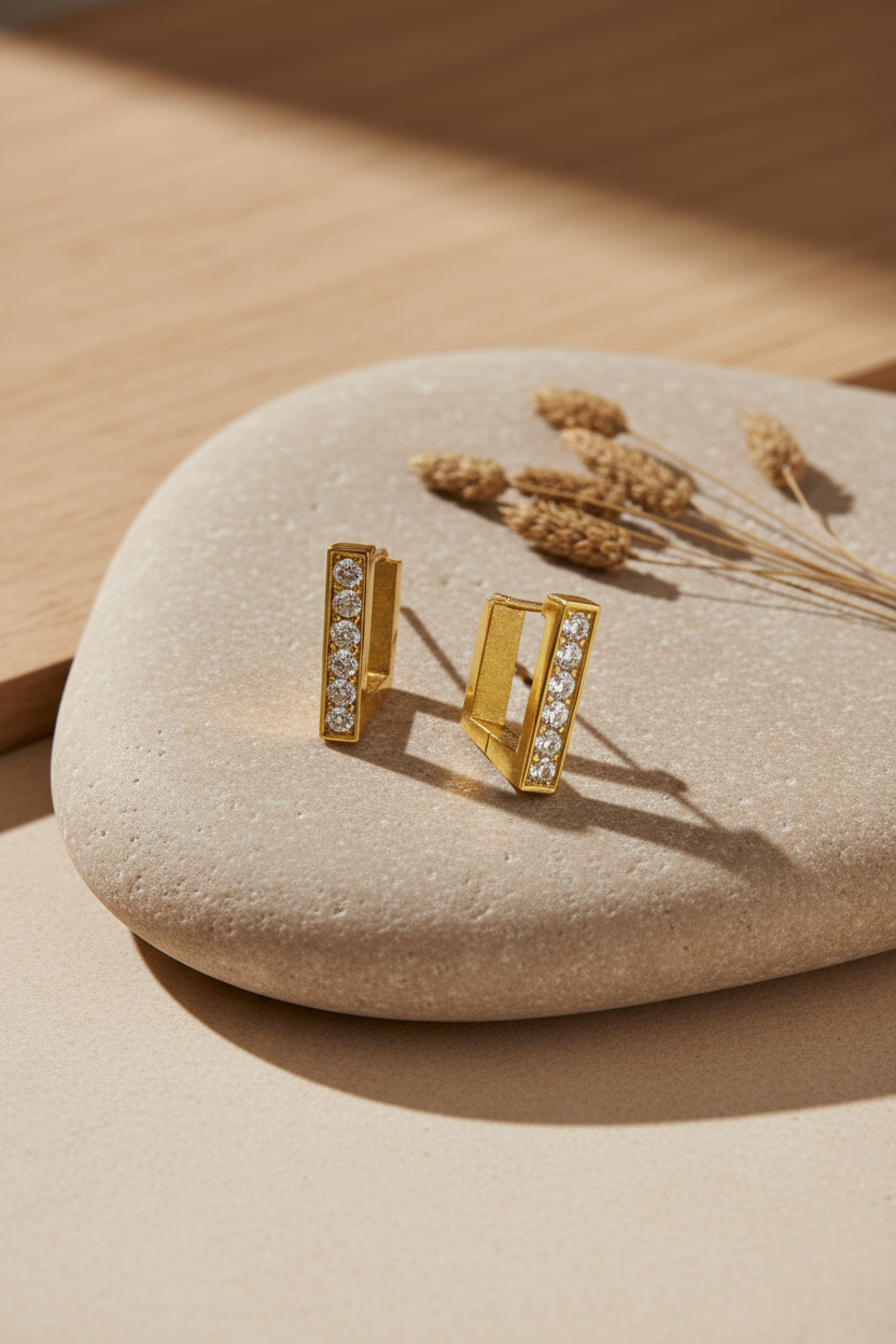 Zirconia Studded Hoop-Everyday Collection