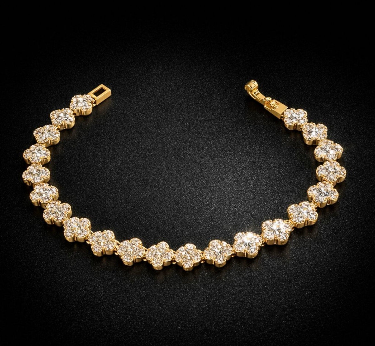 Clover American Diamond Tennis Bracelet-⭐ 1-Year Warranty