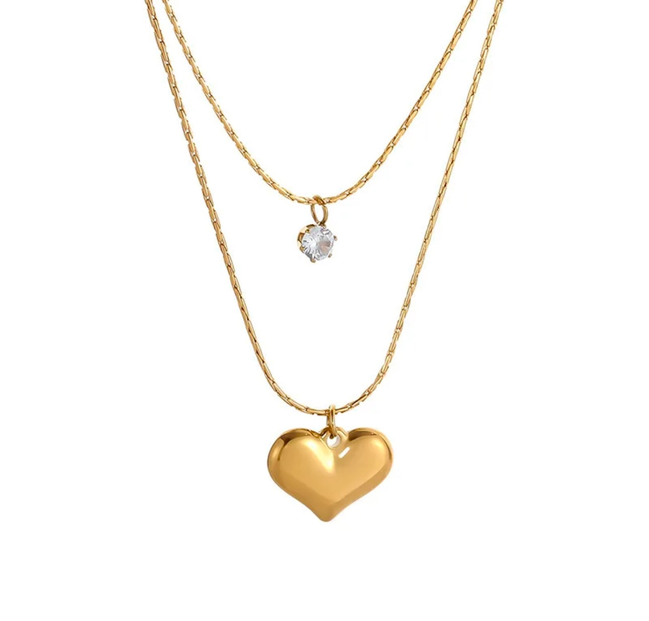 Falling in Love Zirconia Diamond Double Necklace kohi shop