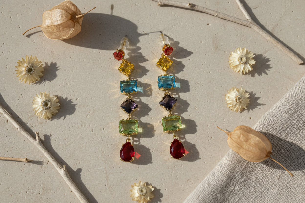 Multi geometry Crystal Earring