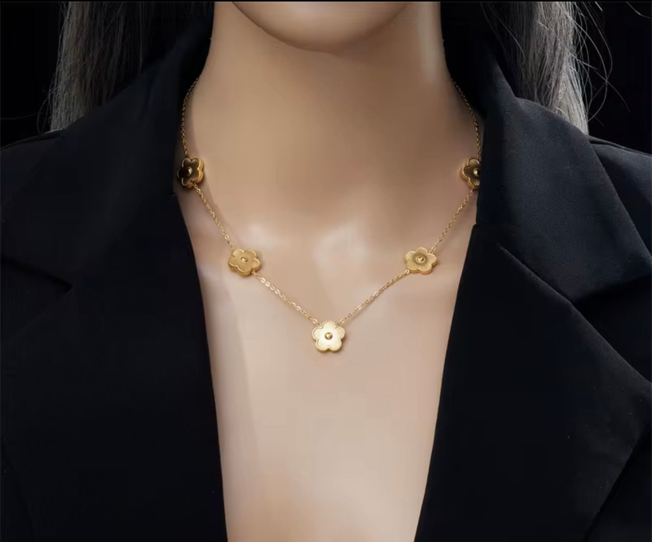 Gold Clover Set- Gold Plated Necklace &Earrings Combo kohi shop